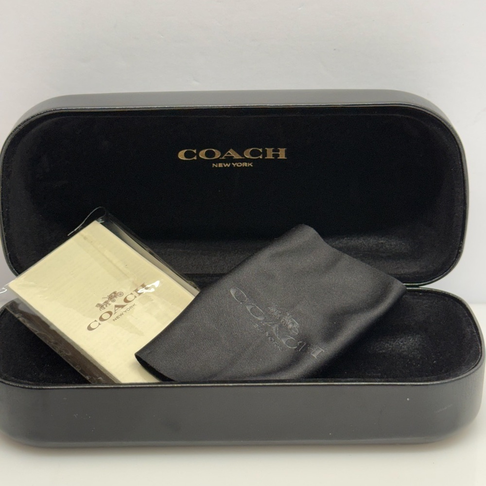 COACH Black Hard Clam Shell Eyeglasses Sunglasses Case and Microfiber Cloth